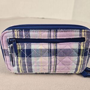 Vera Bradley RFID All in One Crossbody Amethyst Plaid Purse Wristlet Wallet 23
